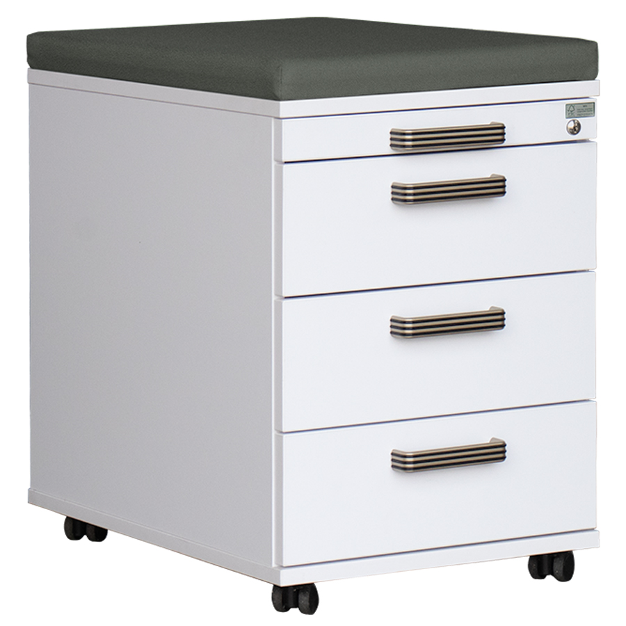 RWH Rollcontainer ROCK weiß - Sitzkissen grau