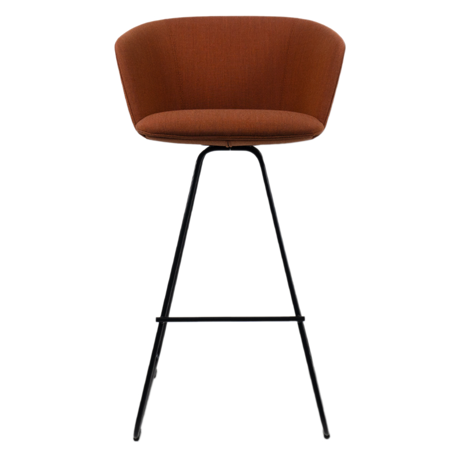 lapalma GLOVE Barhocker gepolstert mit Kufengestell | Bezug Canvas rostrot | Gestell schwarz | Front
