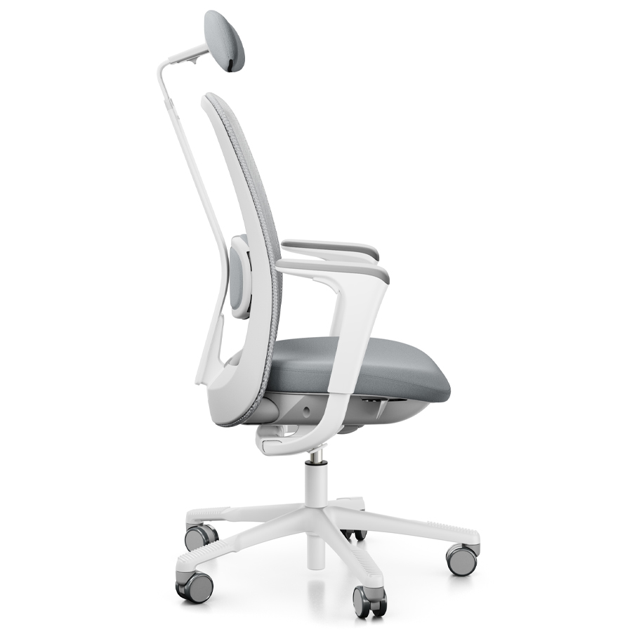 HAG SoFi Mesh 7500 Bürostuhl grau mit Nackenstütze - Stoff Xtreme hellgrau - Seitenansicht