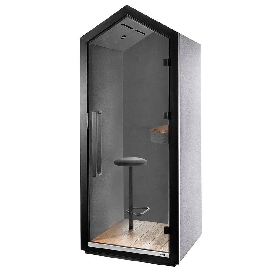 Bejot Treehouse Telefonbox Akustikkabine mit Außenwände Stoff Fenno 005 und Innen Fenno 004 mit Hocker