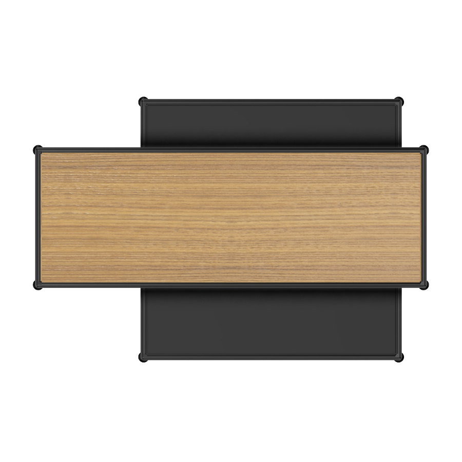 Bosse Bügel-Couchtisch Black Edition hoch und niedrig in Funier & Melamin Schwarz Draufsicht