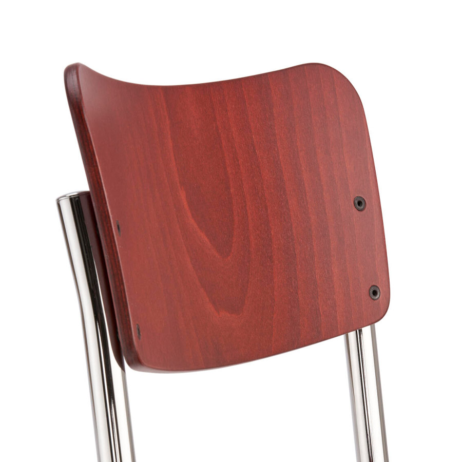 THONET Stahlrohr-Freischwinger S 43 K für Kinder - rubinrot gebeizt - Gestell verchromt - Rückenlehne
