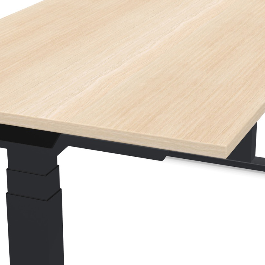 Palmberg Crew T Schreibtisch elektrisch höhenverstellbar - Tischplatte Akazie - Gestell weiß