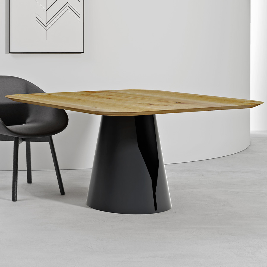 Trebord Mono Tisch Eckig Tischplatte Eiche, Gestell RAL9005 schwarz