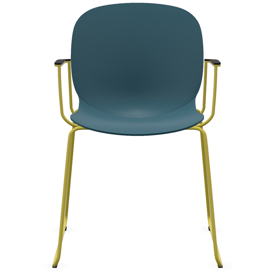 Profim Noor Kufenstuhl 6060 Teal Blue Canola mit Armlehnen