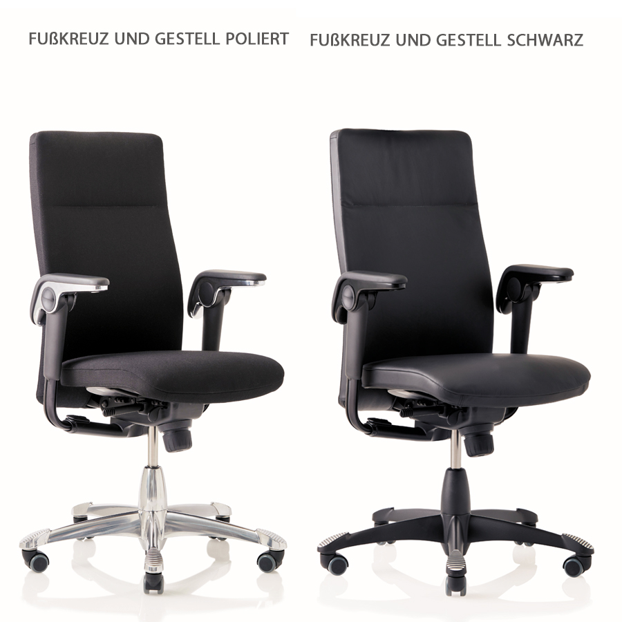 Ausführung Fußkreuz und Gestell poliert oder schwarz