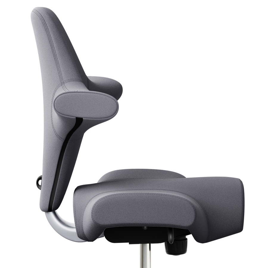 HAG Capisco 8106 Stoff Xtreme grau 081 Gestell silber - Seitenansicht Nahaufnahme