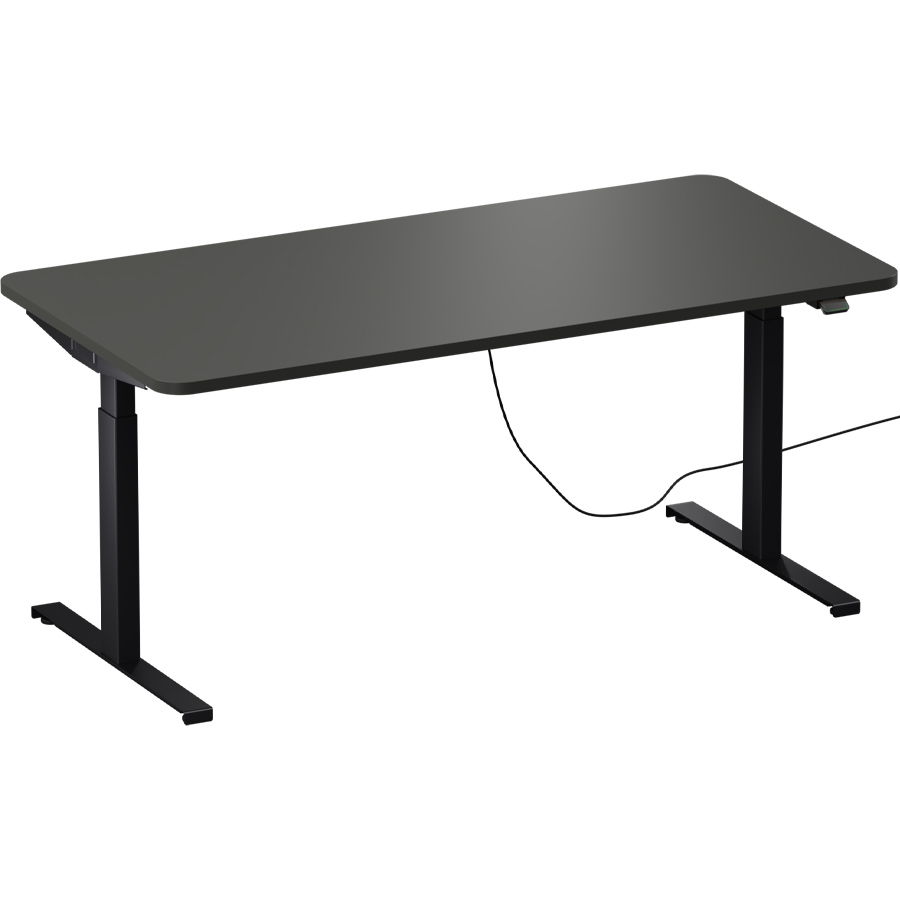 Schreibtisch NewWORK elektrisch höhenverstellbar - Gestell schwarz - Platte Dunkelanthrazit