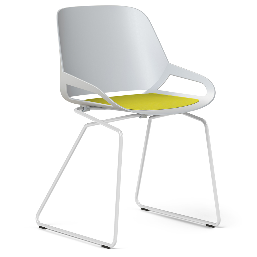 Aeris Numo Kufengestell weiß - Sitzschale weiß - Sitzkissen gelb