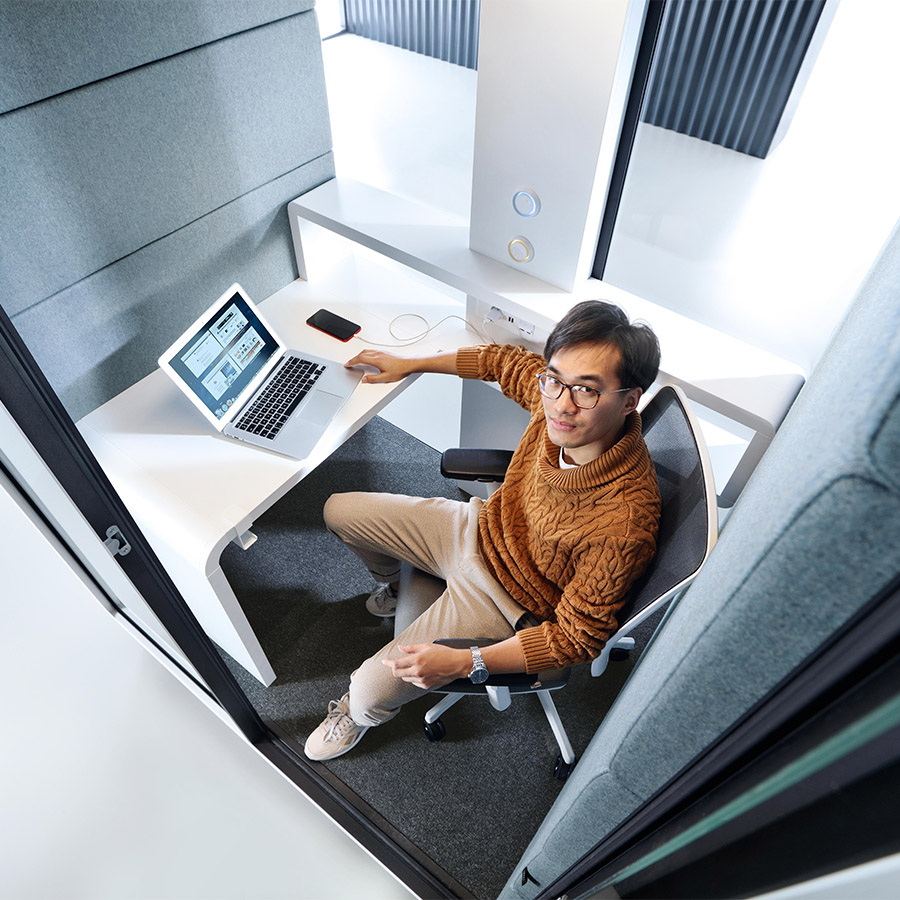 Hushoffice Hushwork Akustikbox konfigurierbar in Wool Arctic