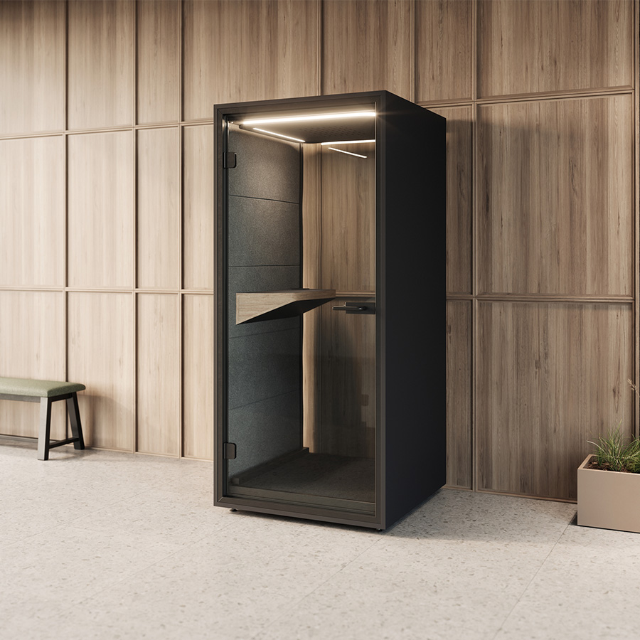 RWH Telefonbox anthrazit, Rahmen schwarz, Innenverkleidung Grau - mit Glasrückwand