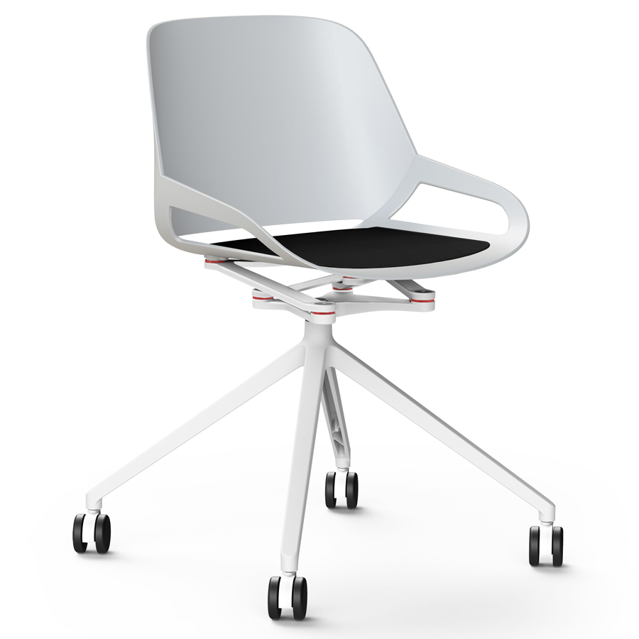 Aeris Numo Fußkreuz Rollen weiß - Sitzschale u. Kinematik weiß - Sitzkissen schwarz