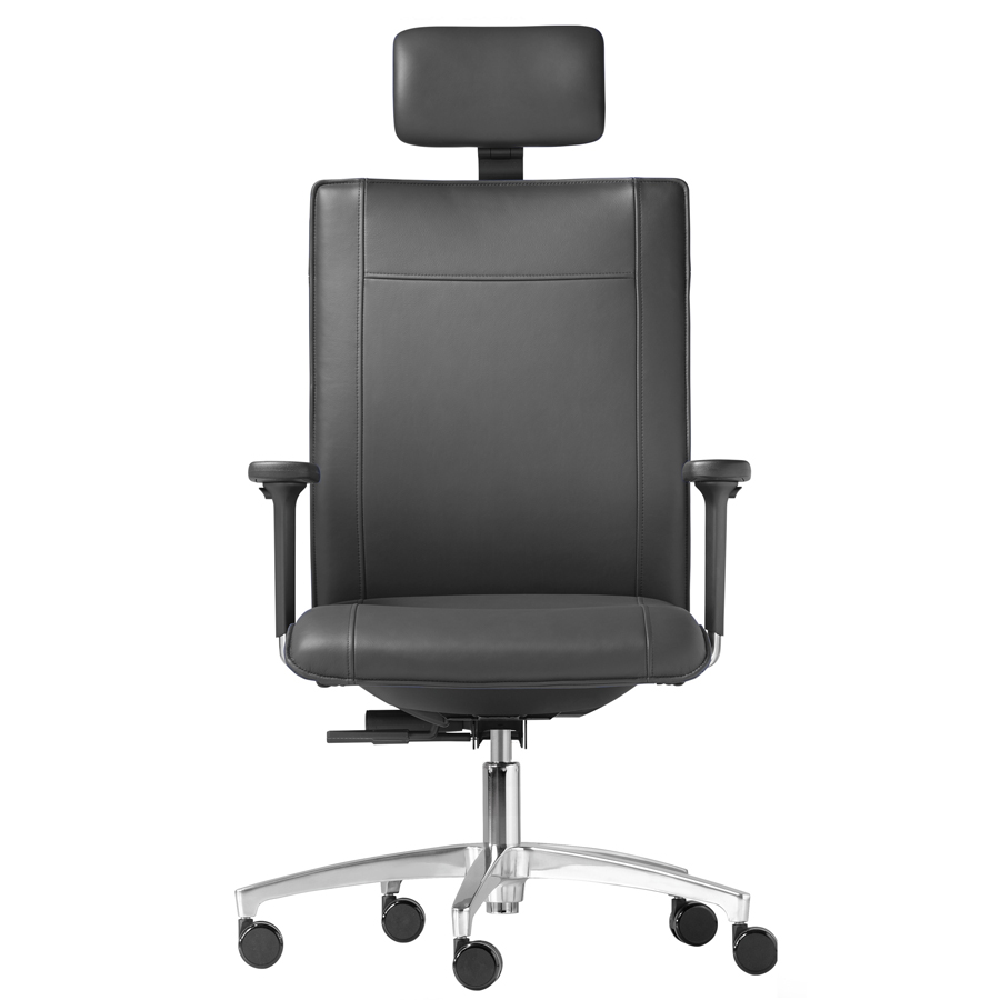 Dauphin Cento Miglia XXL - Bezug Leder schwarz mit Ergo-Nackenstütze - Front