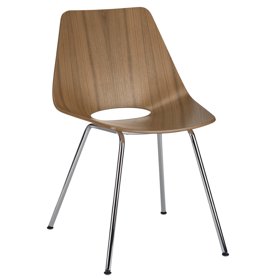 THONET S 661 Stahlrohrstuhl Edelholz Nussbaum - Gestell chrom