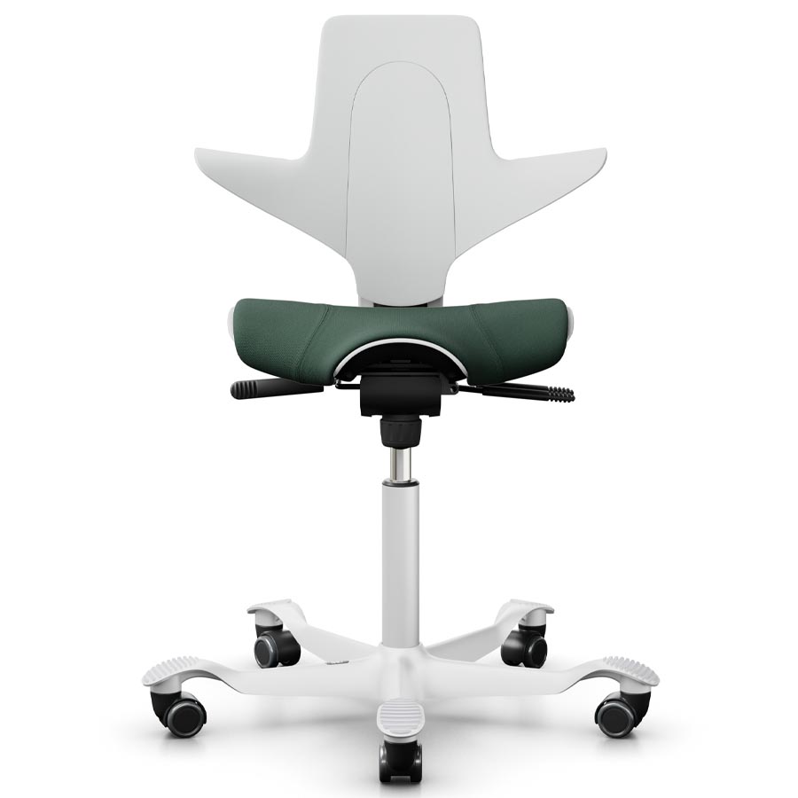 HAG CAPISCO PULS 8020 mit Sitzflächenmatte Stoff Select dunkelgrün 68209 + Schale u. Gestell weiß