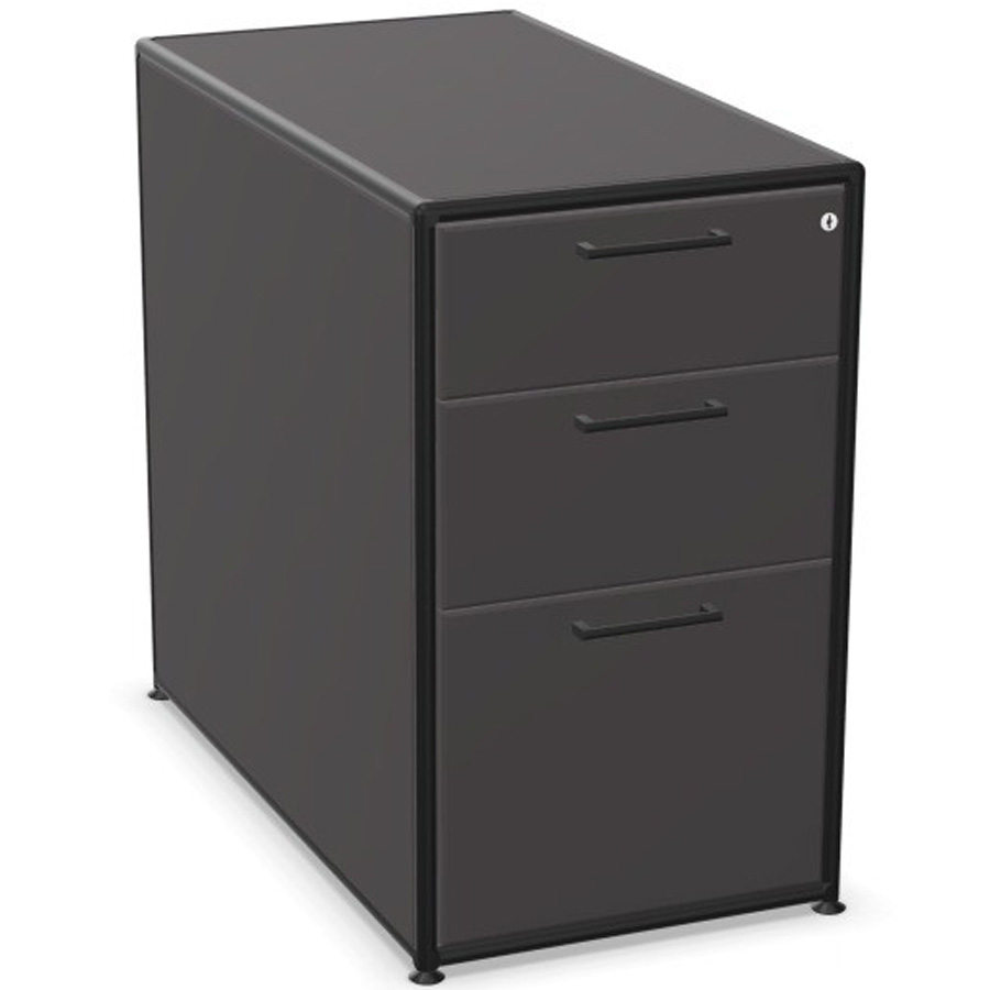 Bosse Modul Space Standcontainer auf Stellgleiter in Melamin Basaltgrau mit schwarzem Rohr