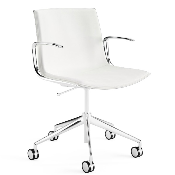 Arper CATIFA Up 6207 Leder Elmo soft weiß mit Gestell Alu glänzend