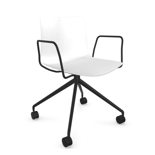 Arper Catifa 46 0369 einfarbig weiß mit Drehgestell schwarz