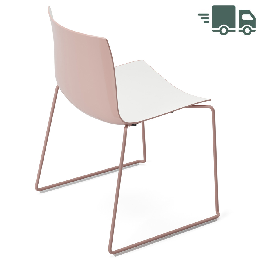 Arper Catifa 46 0278 Bicolor Schale und Kufengestell in Altrosa