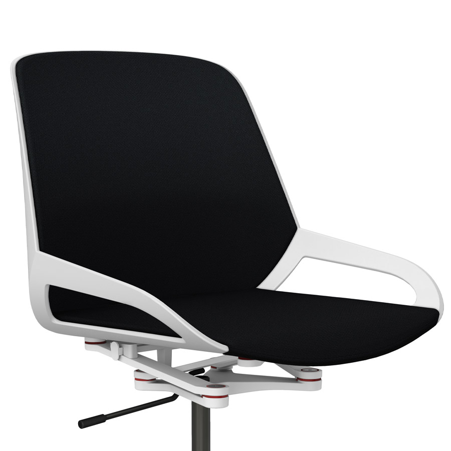 Aeris Numo Task weiß - Fußkreuz mit Rollen - Sitz- u. Rückenpolster Cura schwarz - Nahaufnahme