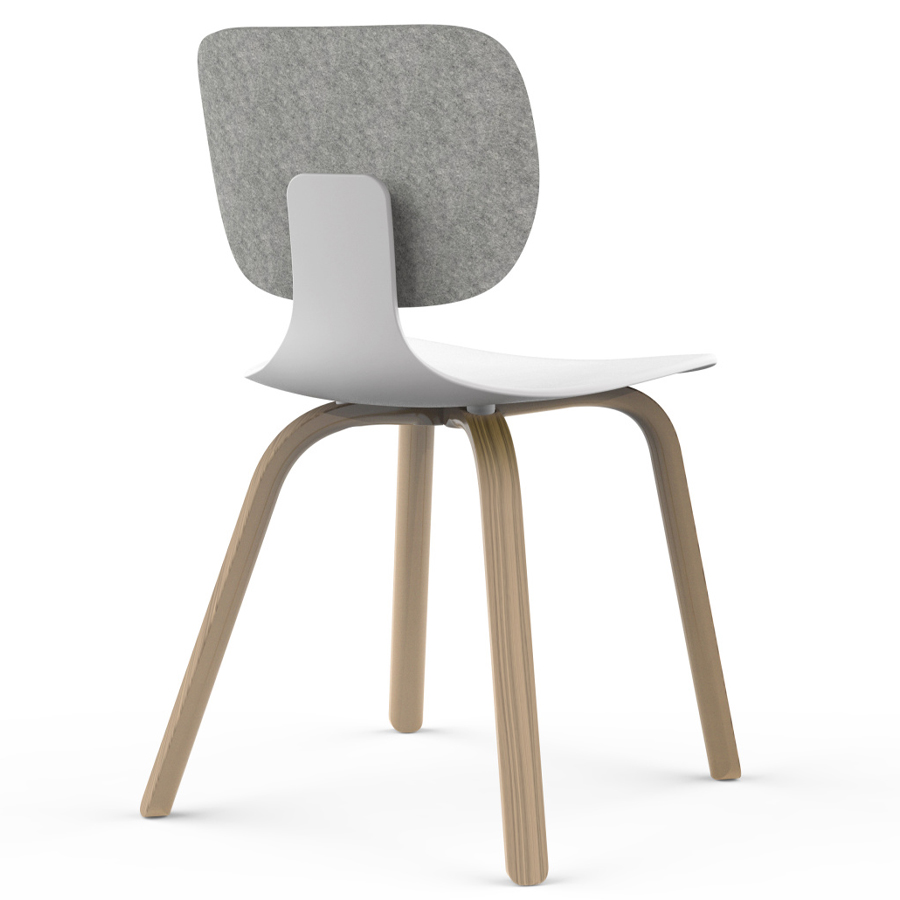 Klöber CoMeet com66 - mit Holzgestell in Eiche - Rücken Filz dunkelgrau - Schale weiß