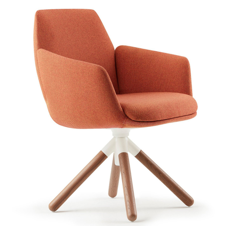 HAWORTH Poppy Konferenzstuhl Esszimmerstuhl orange mit Holzgestell