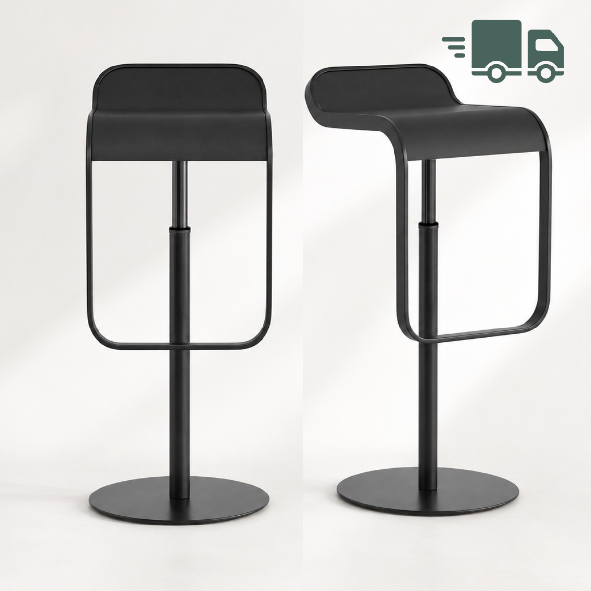 lapalma LEM S80 Barhocker | Sitz schwarz lackiert | Gasfeder schwarz | Gestell schwarz