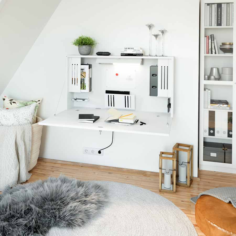 Wandschreibtisch weiß - geöffnet