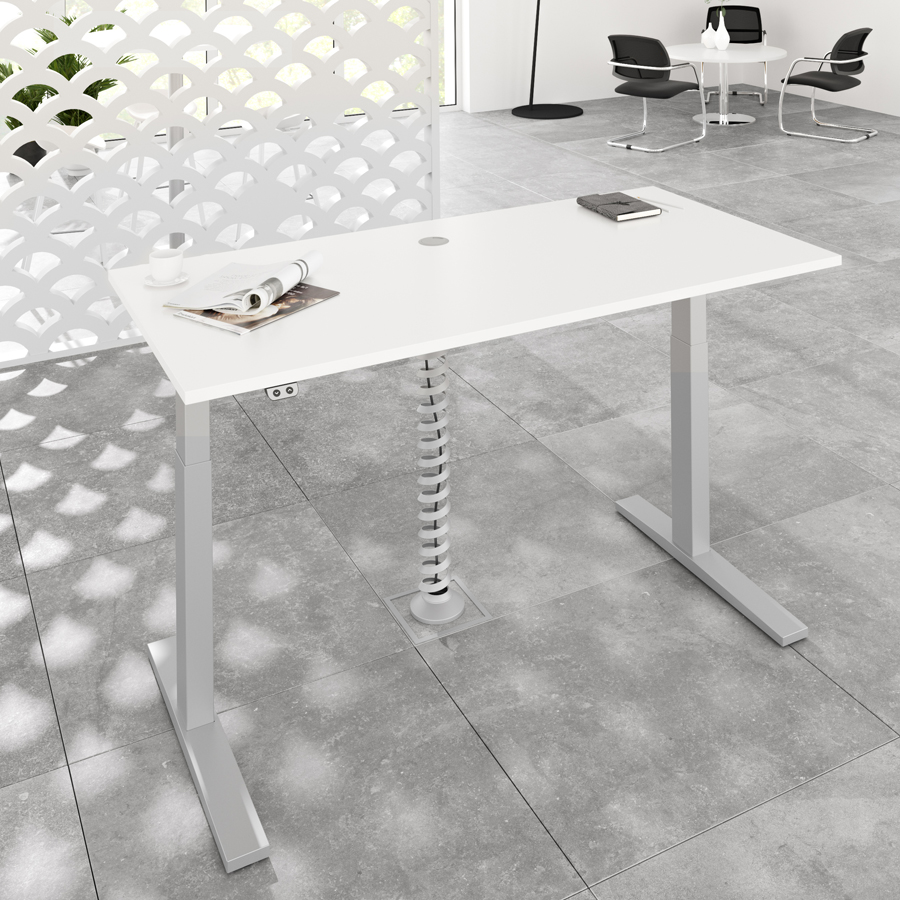RWH Action Schreibtisch elektrisch verstellbar - weiß-silber - Beispielbild 1