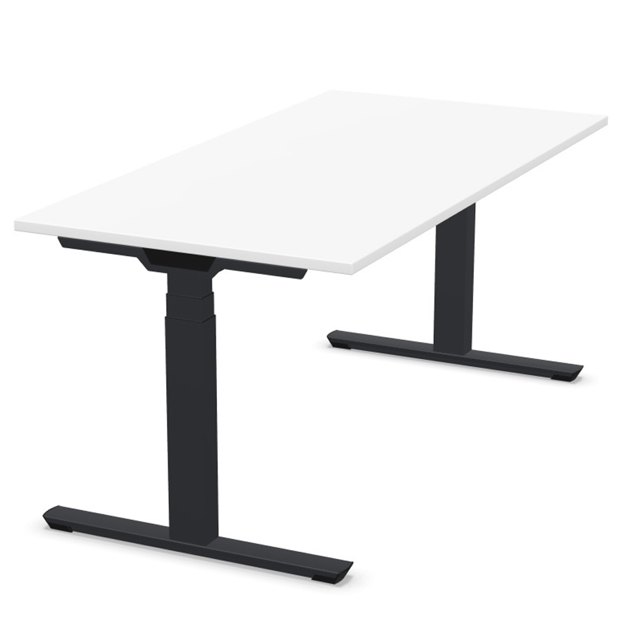 Palmberg Crew T Schreibtisch elektrisch höhenverstellbar - Tischplatte weiß - Gestell anthrazit