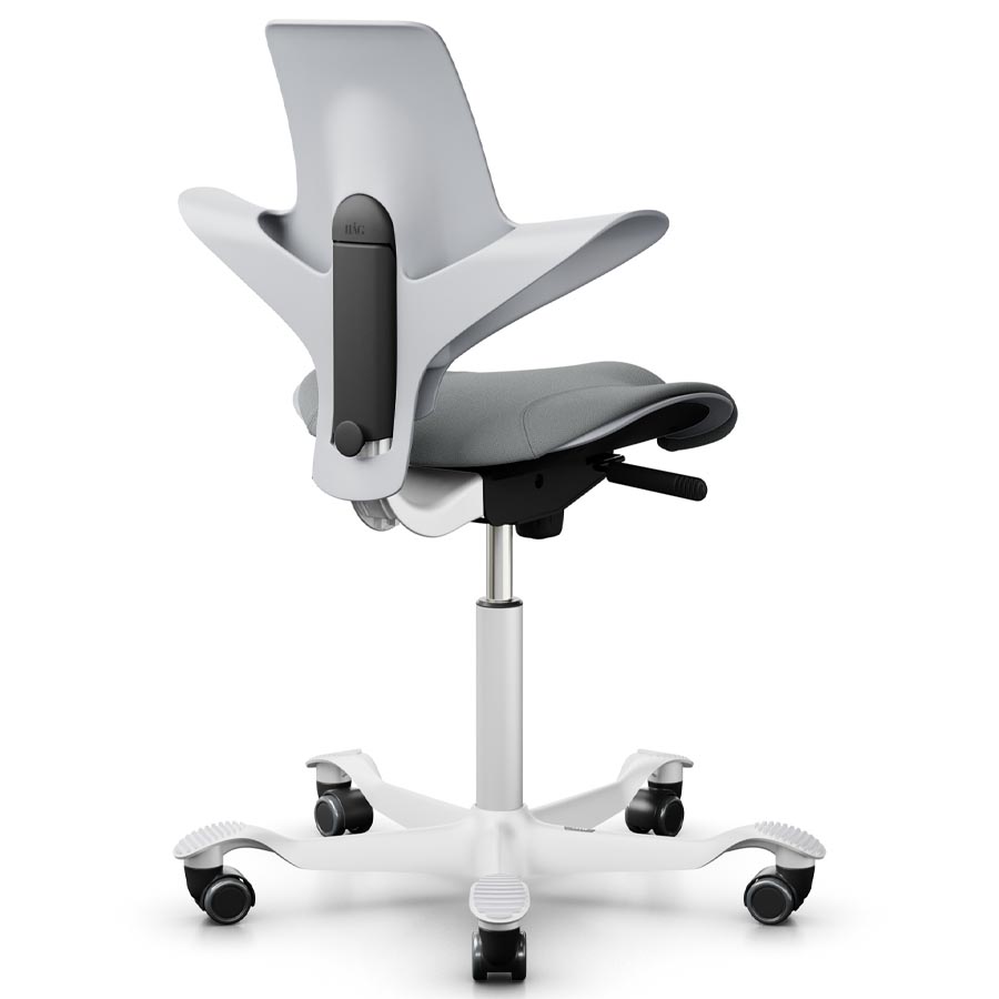 HAG CAPISCO PULS 8020 mit Sitzflächenmatte Stoff Select 60131 hellgrau + Schale hellgrau, Gestell weiß