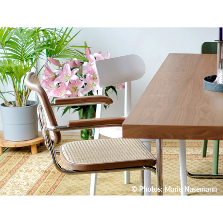 THONET Allrounder-Tisch S1070 Nussbaum Massivholz - Gestell Stahlrohr