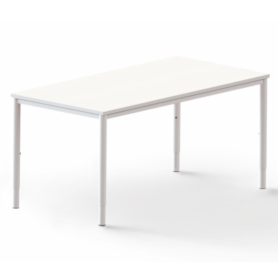 Schreibtisch SINAC von Palmberg Rohr-in-Rohr-Gestell Platte weiß Gestell weiß