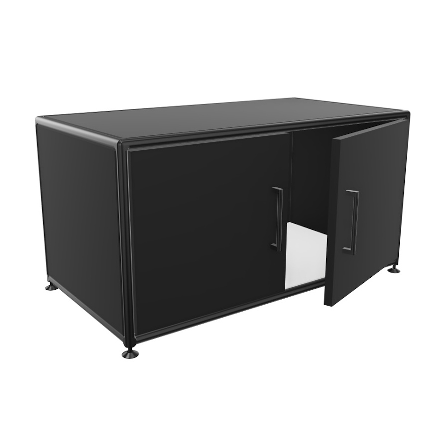 Bosse Lowboard 1 OH Black Edition schwarz Breite 80 cm mit Türen offen