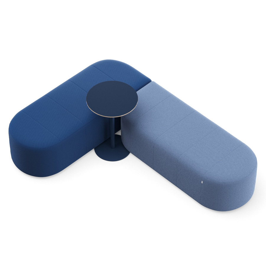 Profim Revo Besprechungsinsel L-Form blaue Konfiguration