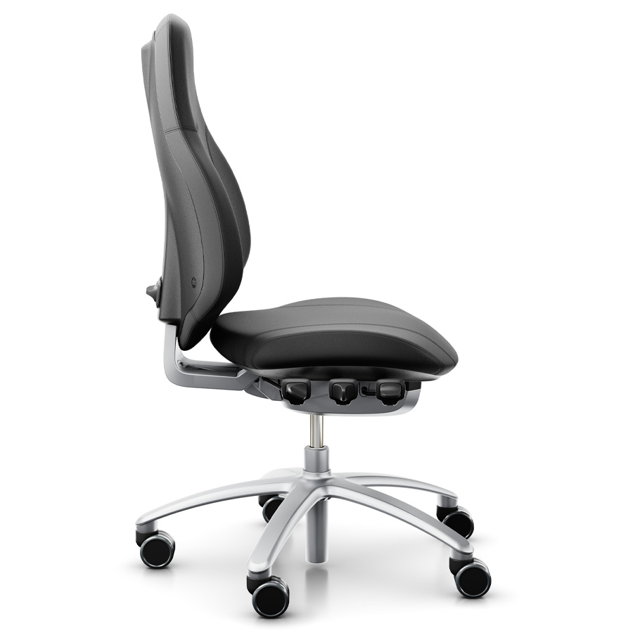 RH Mereo 220 mit hoher Rückenlehne - Leder schwarz - Seitenansicht