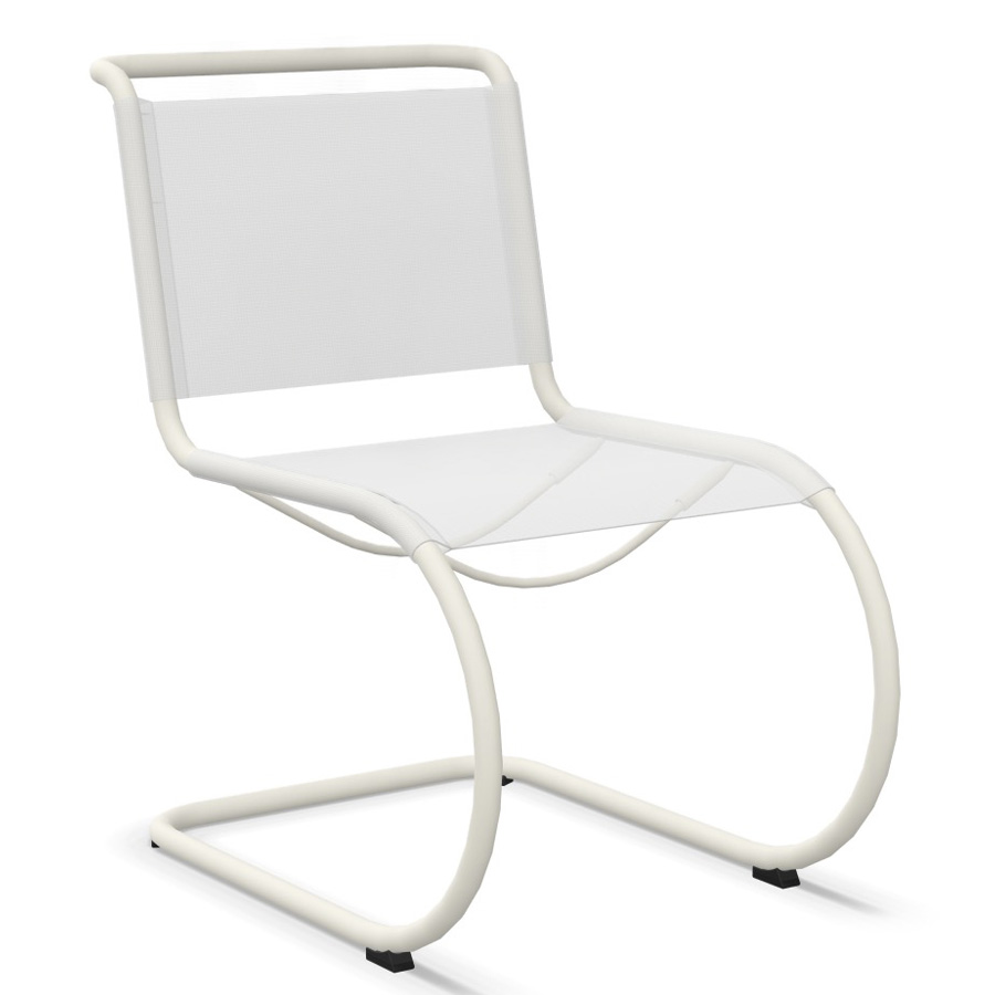THONET Stahlrohr-Freischwinger S 533 N Outdoor | Netzbespannung und Gestell weiß