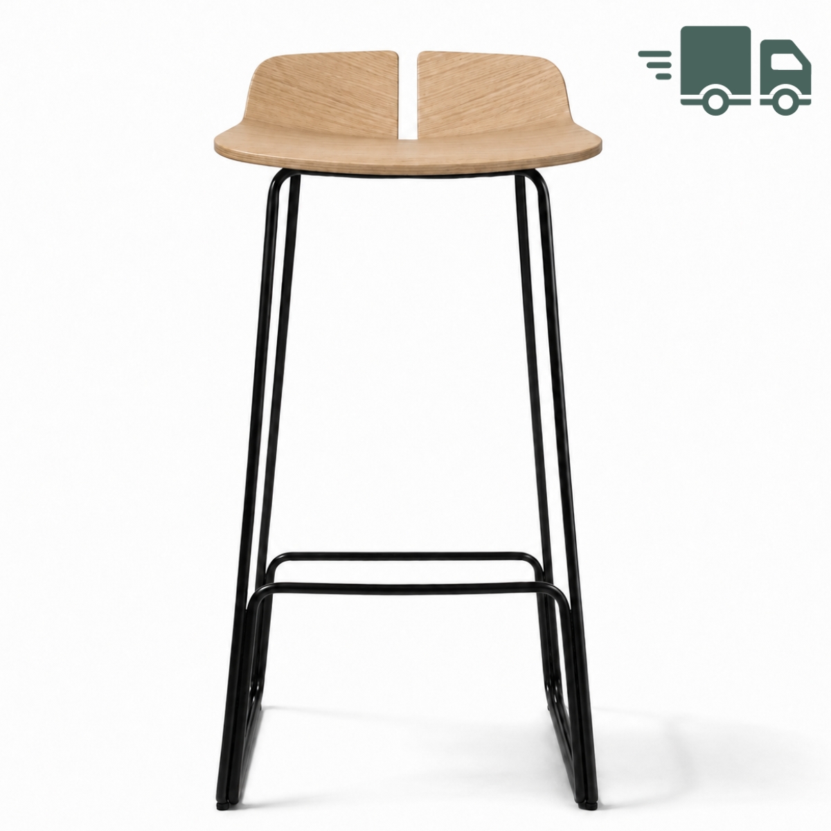 lapalma LINK Barhocker S129 | Höhe 75 cm schwarz | Sitzfläche Eiche gebleicht
