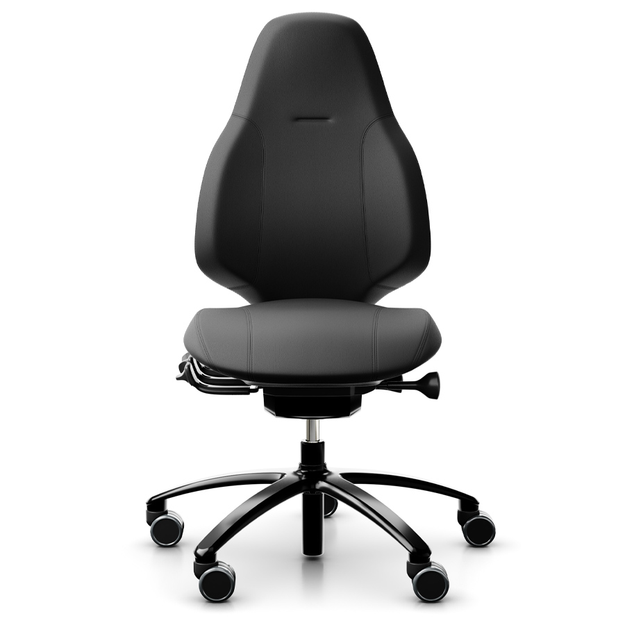 RH Mereo 220 mit hoher Rückenlehne - Leder schwarz - Frontansicht