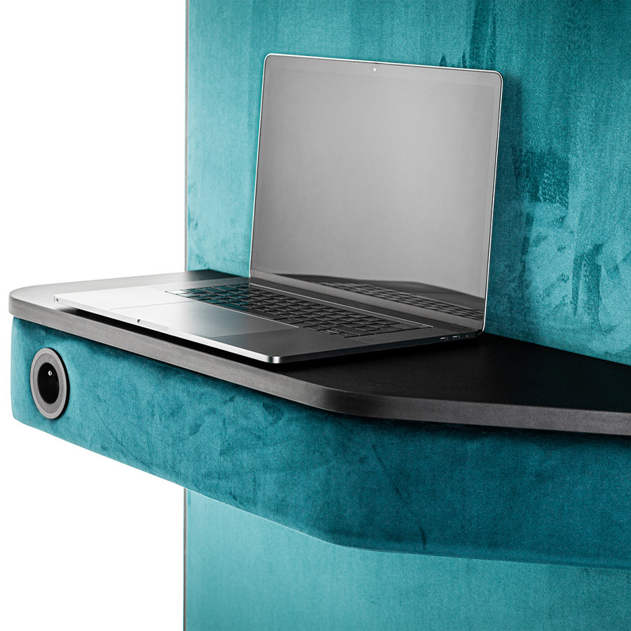 Bejot Treehouse Telefonbox Akustikkabine Wood Beispielbild Tischplatte mit Mediaport