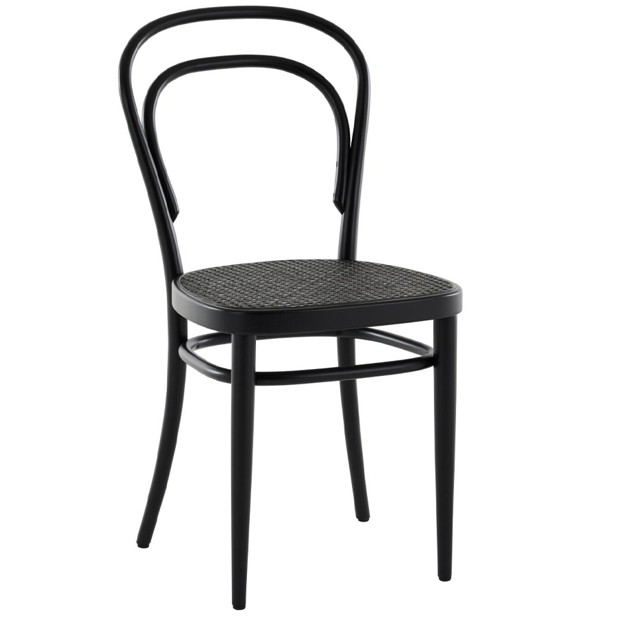 THONET 214 Bugholzstuhl Dark Melange | Rohrgeflecht-Sitz | Buche schwarz gebeizt