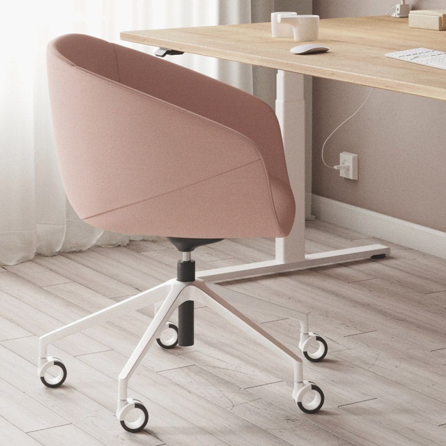 Bejot Oxco OX 5R Konferenzsessel Stoff Sawana SN61, Gestell weiß, Universalrollen durchsichtig weiß