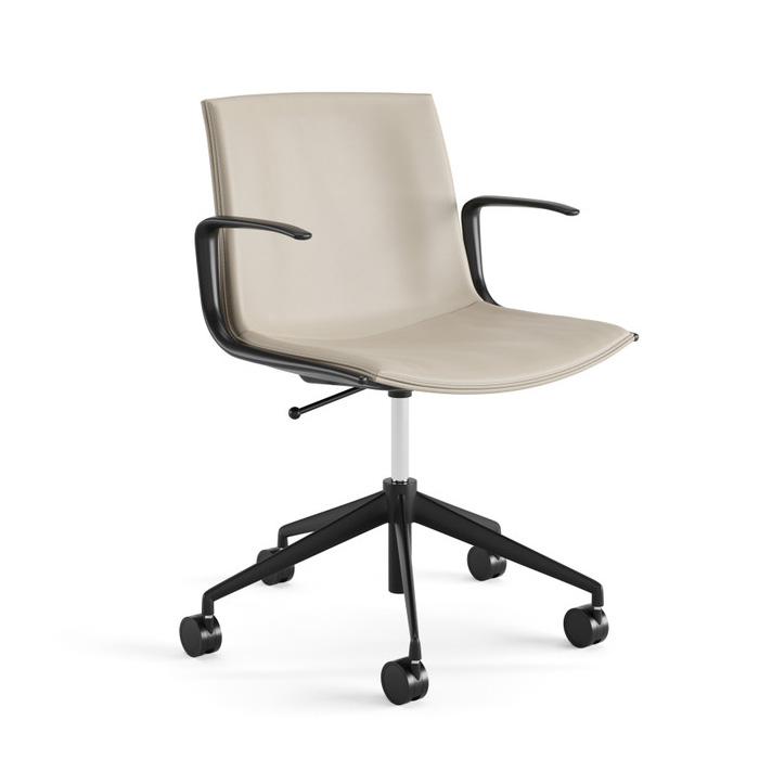 Arper CATIFA Up 6207 Leder beige Gestell schwarz mit AL