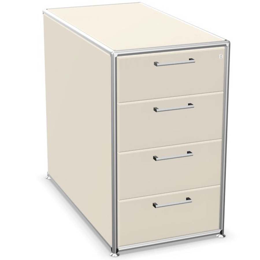 Bosse Modul Space Container auf Stellgleiter in Melamin Creme - Rahmen Chrom