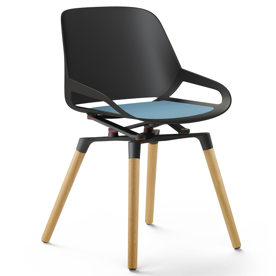 Aeris Numo Holzgestell - Sitzschale u. Kinematik schwarz - Sitzkissen blau