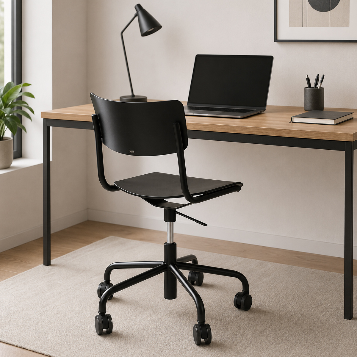 ABVERKAUF: THONET Drehsessel S 43 DR | leichte Mängel | Formholzschalen/Rollen und Gestell schwarz