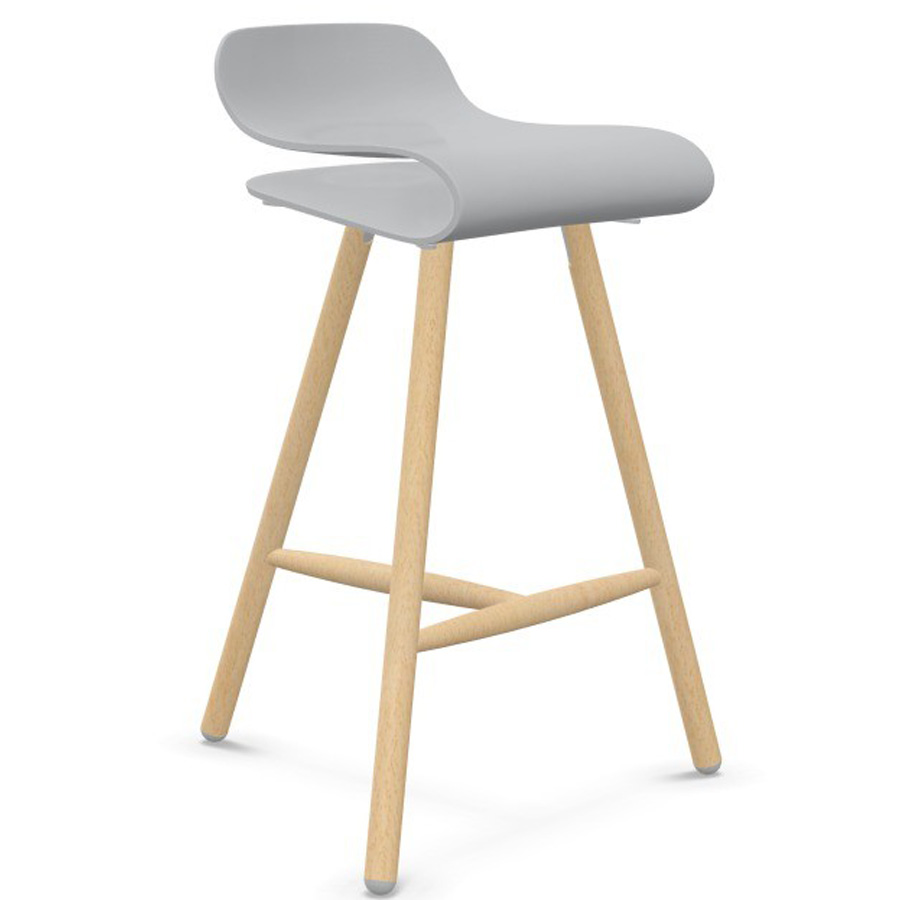 Kristalia BCN Barhocker mit Holzgestell lichtgrau