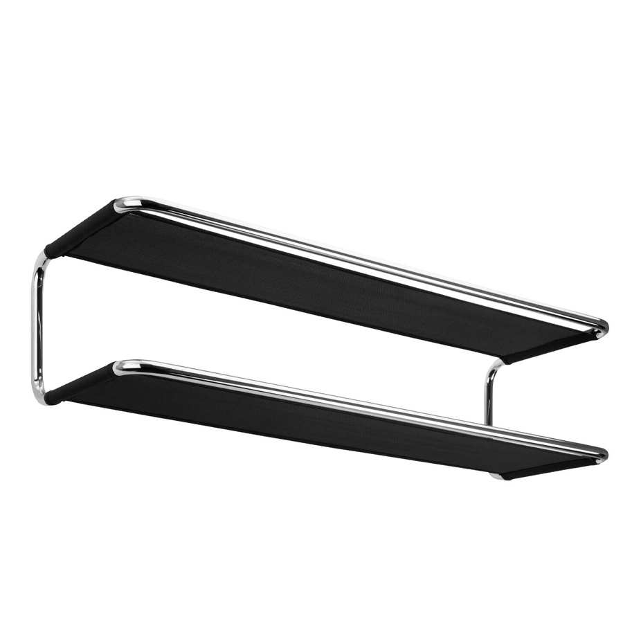 THONET Stahlrohr Garderobe Schuhablage S 1521 Netzgewebe schwarz - Gestell verchromt