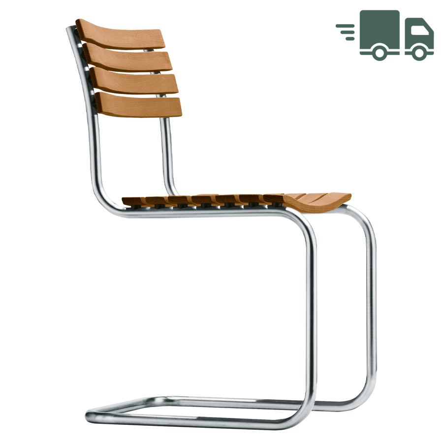 THONET S 40 Gartenstuhl Stahlrohr-Freischwinger - Gestell verchromt
