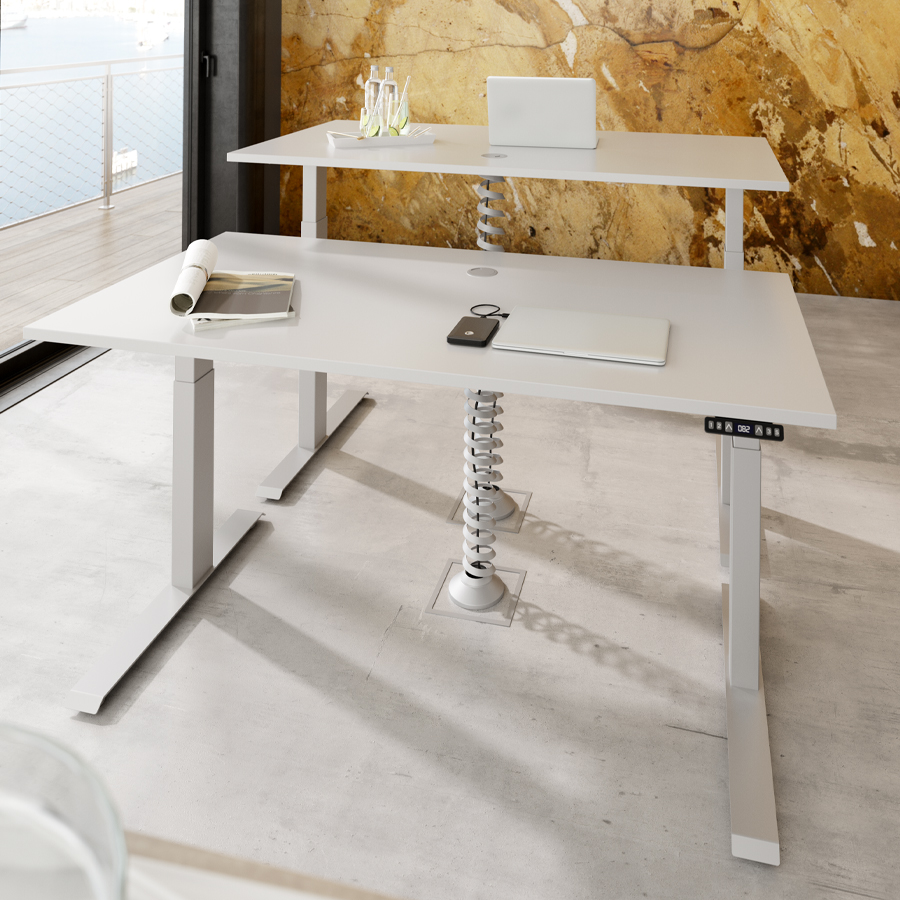 RWH RAPID Schreibtisch elektrisch verstellbar - weiß/silber - Beispielbild